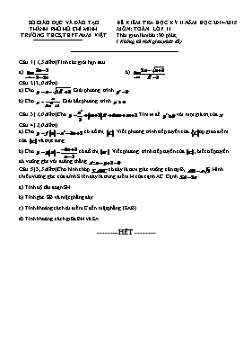 Đề kiểm tra kỳ II môn Toán học 11